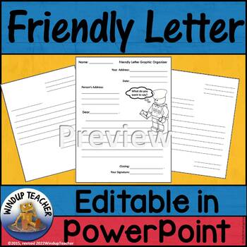 Friendly Letter Graphic Organizer & Templates | Editable ...