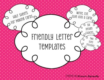 Preview of Friendly Letter Template Card Insert Half Sheet