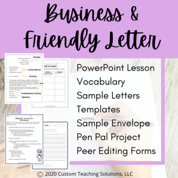 Preview of Letter Writing: Business & Friendly Letter Lesson