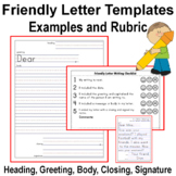 Friendly Letter Templates with Examples and Rubric (checklist)