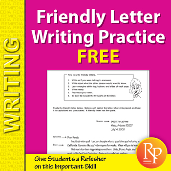 Friendly Letter Writing Practice {Freebie} by Remedia Publications