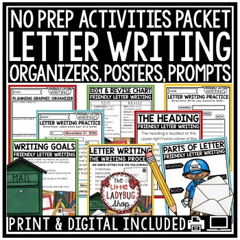 Preview of Friendly Letter Writing Prompts Graphic Organizers Friendly Letter Templates