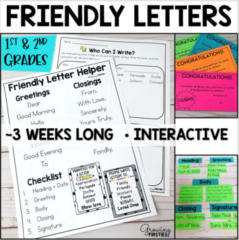 Preview of Friendly Letter Writing Unit - Parts of a Friendly Letter Template Paper