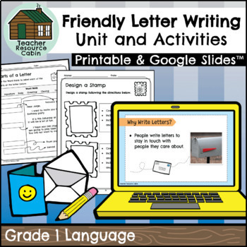 Preview of Grade 1 Friendly Letter Writing Unit (Printable + Google Slides™)