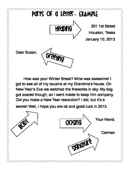 Friendly Letter Template Vocabulary Worksheets By Vanessa Crown