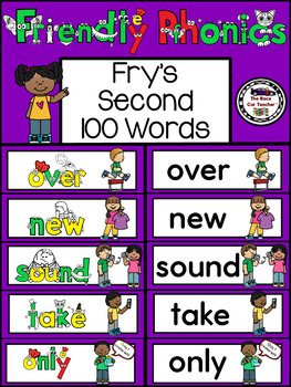 Preview of Friendly Phonics Second 100 FRY Sight Words with Picture Support