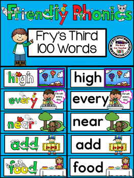 Preview of Friendly Phonics Third 100 FRY Sight Words with Picture Support