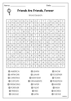 Friends Are Friends, Forever Word Search Puzzle Activity by Dane Liu