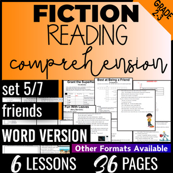 Preview of 2nd 3rd Grade Friends Fiction Reading Passages and Questions Word