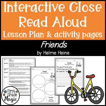 Preview of Friends Close Read Interactive Read Aloud Lesson Plan and Tasks