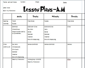 Preview of Friends Week lesson plan for Preschool