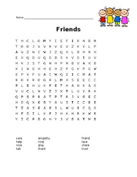 Preview of Friends Word Search (easy)