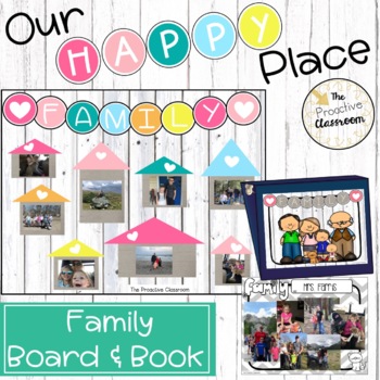 Preview of Friends and Family Bulletin Board and Book| Our Happy Place Classroom Decor