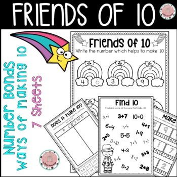 Preview of Friends of 10 | Number Bonds | 7 Worksheets