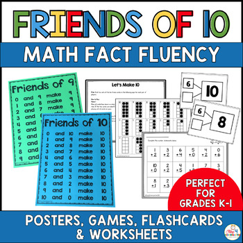 Preview of Friends of Ten Math Fact Fluency Number Bonds for Kindergarten and First Grade