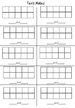 Friends of Ten Ten's Mates worksheet on tens frames by A Clever Cookie