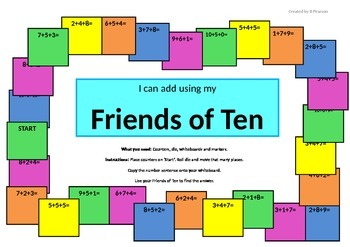 Preview of Friends of Ten, Twenty and 100 Addition Game - Using number combinations to add.