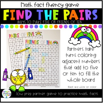 Preview of Friends of Ten (or five)- Math Fact Fluency Game