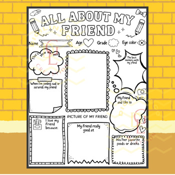 Preview of Friends unit ALL ABOUT ME & MY FRIEND BOOK Social Skills writing craft Activity