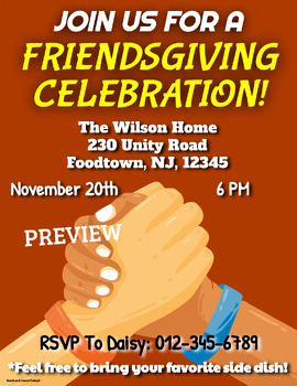Preview of Friendsgiving Celebration Invitations THREE templates EDIT ON GOOGLE SLIDES
