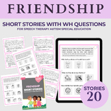 Friendship 20 Short Stories with WH Questions Reading Spee