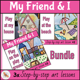 Friendship Art Projects BUNDLE 3x guided drawing lessons 1