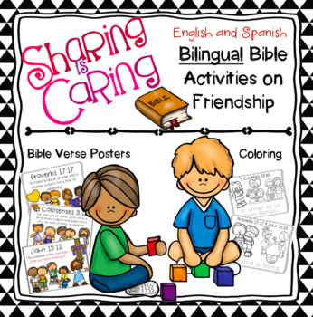 Preview of Bible Posters and Coloring Pages on Friendship | Bilingual Bible Activities