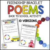 Friendship Bracelet Back To School Poem Cards