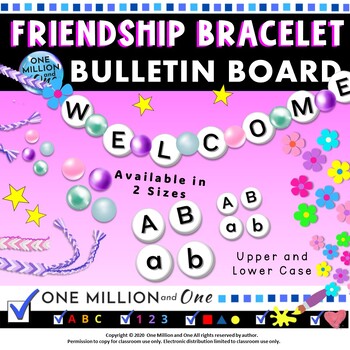 Preview of Friendship Bracelet Bulletin Board Kit-Alphabet Beads-Classroom Decorations