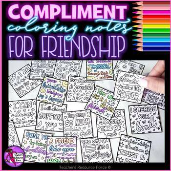 Preview of Friendship Coloring Compliment Notes to spread kindness