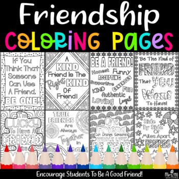 Preview of Friendship Coloring Pages / 12 Pages / Relax & Reinforce Being A Good Friend