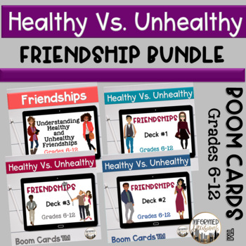 Preview of Healthy Vs. Unhealthy Friendship Boom Cards Bundle For High and Middle School