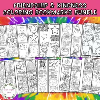 Preview of Friendship Kindness Coloring Bookmarks Bundle Kind Cards Crafts Reward Gifts