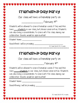 Preview of Friendship Party Letter- **Spanish/English