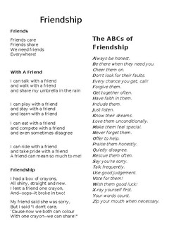 Friendship Poem/Poetry - Poem about Friends by Small Socks | TPT