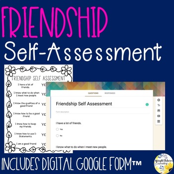 Preview of Friendship Self-Assessment Editable School Counseling Data Collection Tool