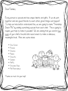 Friendship Snack Parent letter by Lee Hall | Teachers Pay Teachers