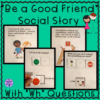 Preview of Friendship Social Story Adapted Book for Autism and Special Education