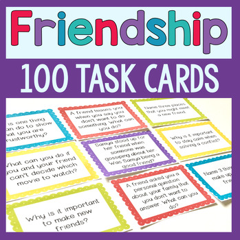 Preview of Friendship Task Cards For Social Skills Activities And Lessons