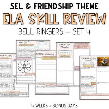Preview of Friendship Themed ELA Skill Review Bell Ringers | SEL Activities | Digital Print