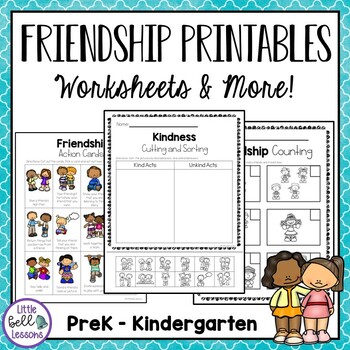Preview of Friendship Themed Worksheets and Activities for Preschool - Kindergarten