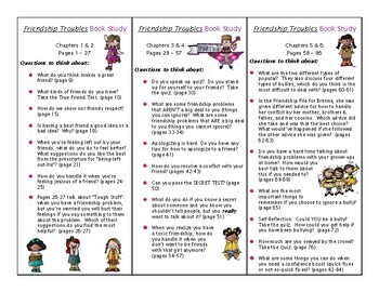 Preview of Friendship Troubles Book Study - Discussion Guide Bookmarks