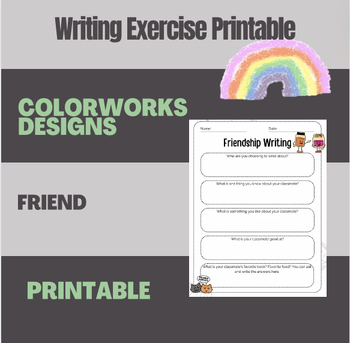 Preview of Writing Worksheet PDF| Friendship Worksheet PDF