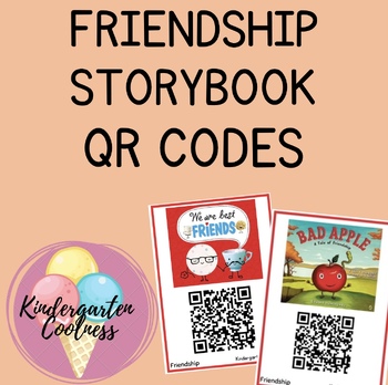 Preview of Friendship themed storybook QR code flashcards