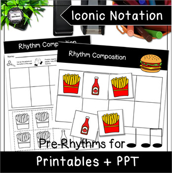 Preview of Fries and Ketchup Pre-Rhythm Iconic Notation Composition Activity + PPT