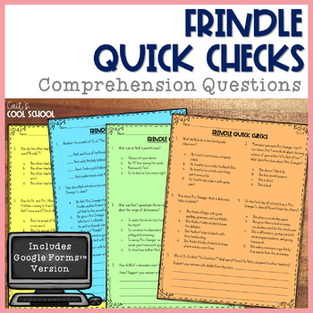Preview of Frindle Comprehension Questions Reading Response Print Digital