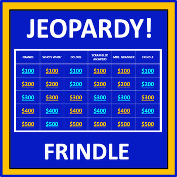 Preview of Frindle Jeopardy - an interactive ELA game