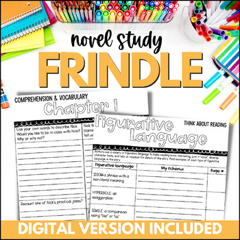 Preview of Frindle Novel Study & Chapter Questions - Frindle Activities for Comprehension