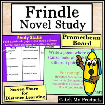 Preview of Frindle Novel Study on PROMETHEAN Board
