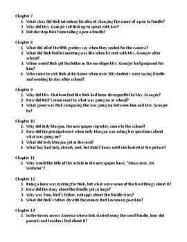 Frindle Reading Response Questions by 4 the Love of Teaching 3rd